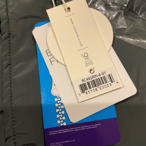 NWT RYLEE CRU long down puffer jacket  marine green 8-9 y boy girl - Picture 5 of 5